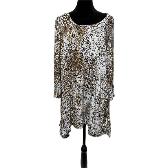 LOGO by Lori Goldstein Long Animal Print Tunic with Pockets Size 1X - Picture 1 of 5